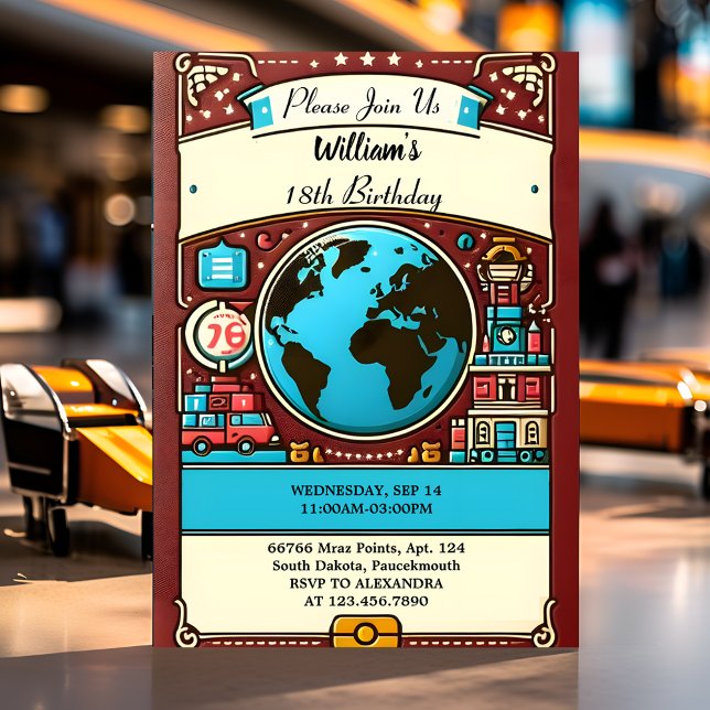 Mål för blend Travel Cabin Beach 32:a födelsedagen Inbjudningar (Skapare uppladdad)