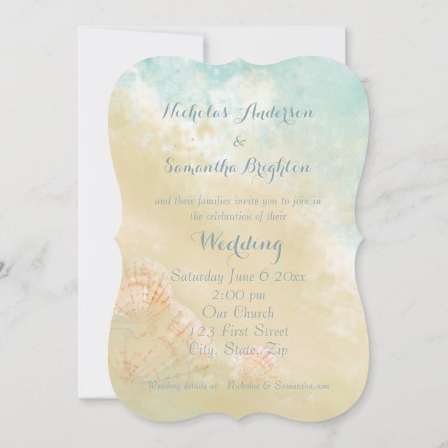 Mål för Christian Scripture Beach Seashell Inbjudningar (Baksida)