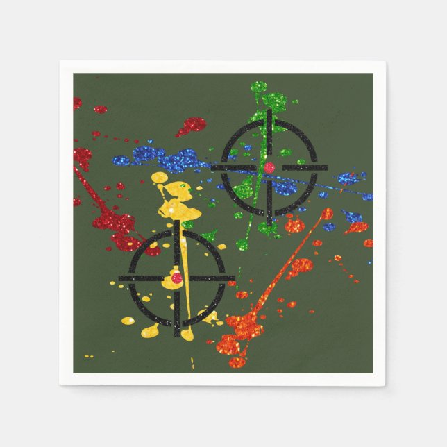 Mål för glitter Paintball Party Pappersservett (Framsidan)