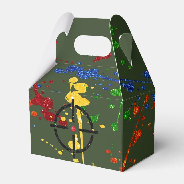 Mål för glitter Paintball Party Presentaskar (Framsidan Sidan)