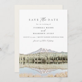 Mål för MOUNT RAINIER-vattenfärg Spara datumet Inbjudningar