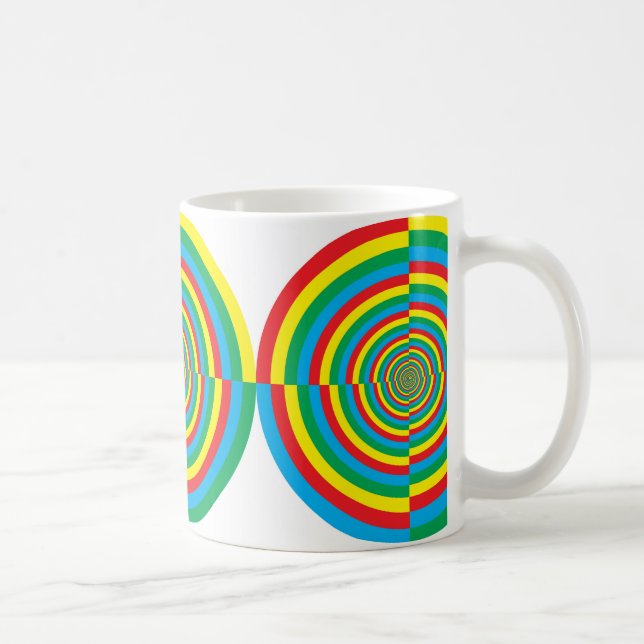 mål för röd blå grönt gult kaffemugg (Höger)
