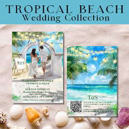 Mål för Tropical Beach Wedding i QR-kod Inbjudningar