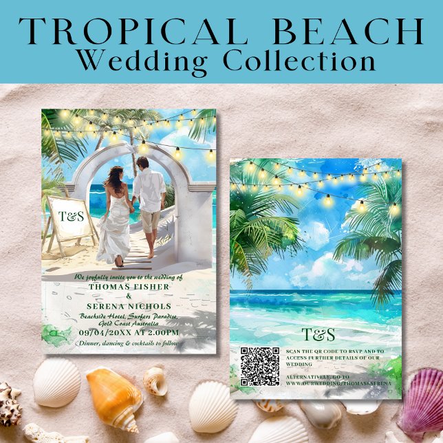 Mål för Tropical Beach Wedding i QR-kod Inbjudningar (Skapare uppladdad)