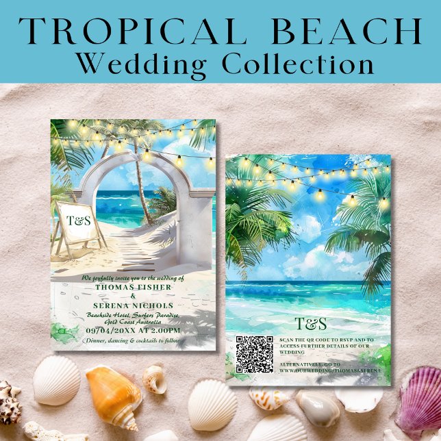 Mål för Tropical Beach Wedding i QR-kod Inbjudningar (Skapare uppladdad)
