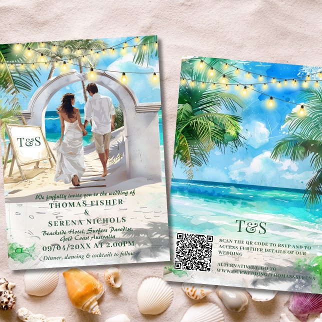 Mål för Tropical Beach Wedding i QR-kod Inbjudningar (Skapare uppladdad)