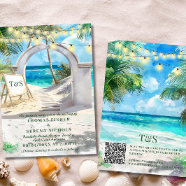 Mål för Tropical Beach Wedding i QR-kod Inbjudningar