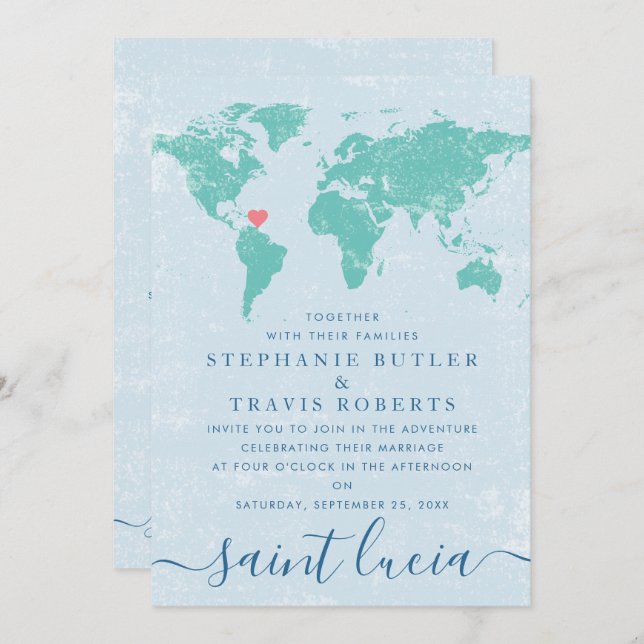 Mål för världskarta | U PLOCKA FÄRG BRÖLLOP Inbjudningar (Fram/baksida)