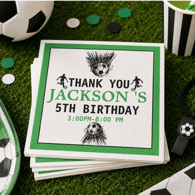 Mål! Fotboll 5-års födelsedagsfest Pappersservett (Goal! Soccer 5th Birthday Party Napkins)