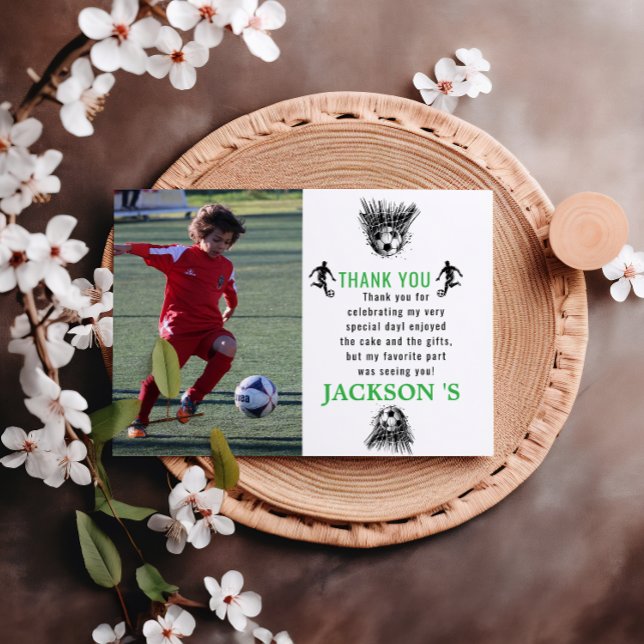 Mål! Fotboll 5-års födelsedagsfest Tack Kort (Skapare uppladdad)