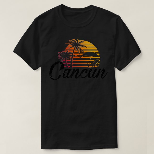 Mål Gi för Cancun Mexico Beach Handflatan Träd Par T Shirt (Design framsida)