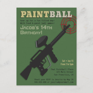 Mål Paintball Födelsedagsfest Inbjudningar
