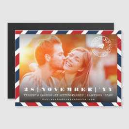 Mål Spara datumfoto för flygpostfotot Magnetisk Inbjudningskort