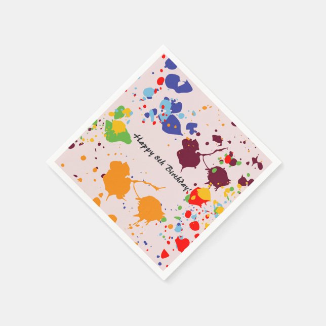 Måla 8:e Födelsedagsfesten färglöst Stänk Pappersservett (Hörn)