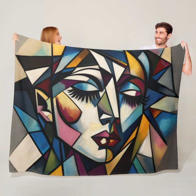 Måla Abstrakt Modern kvinna i fetstil Fleecefilt (På plats)