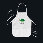 Måla apron för små barn med söt sköldpadda barnförkläde<br><div class="desc">Måla aproner för små barn med anpassade namn och grönt sköldpaddsillustration. Välj bland många coolor typsnitt. Andra formgivningar som hjärta,  stjärna,  kyss. För alla barn,  pojkar och flickor. Besök vår butik för mer grafik.</div>