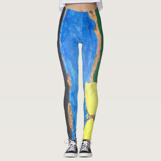 Måla att lägga benen på ryggen leggings
