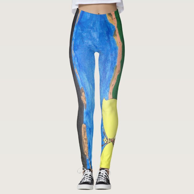 Måla att lägga benen på ryggen leggings (Framsida)
