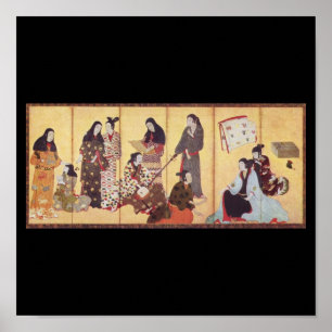 Måla av Iwasa Matabei C. Japan 1650 Poster