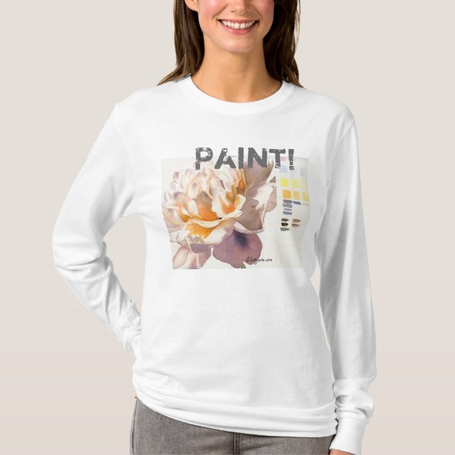 Måla! Blomma vattenfärgutslagsplatsskjortan T-shirt (Framsida)