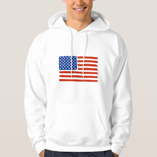 Måla borstar US-flaggahoodien Sweatshirt (Framsida)