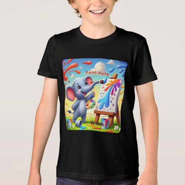 Måla bort Stressa - Färgfull elefantkonst T Shirt (Framsida)