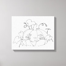 Måla det katt Ansikte Pumpkin på Wrapped Canvas