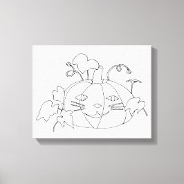 Måla det katt Ansikte Pumpkin på Wrapped Canvas