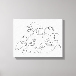 Måla det katt Ansikte Pumpkin på Wrapped Canvas