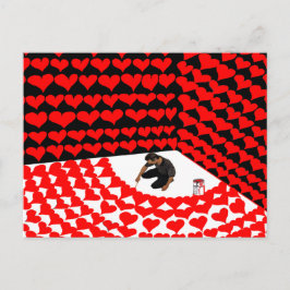 Måla dig in i hörnet med röda hjärtan för kärlek vykort