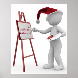 Måla din text Santa Painting Easel Red White Art Poster