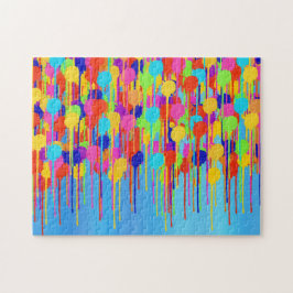 Måla drivrutiner på skuggor av blå Abstrakt Pussel