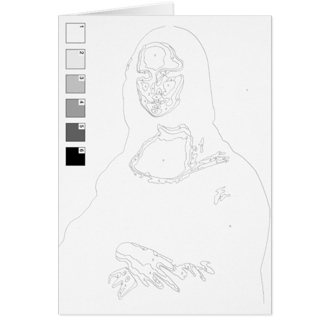 Måla efter numreringskort: Mona Lisa Hälsningskort (Framsidan)