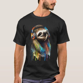 Måla en färgstark lutande hörlurar Sl T Shirt