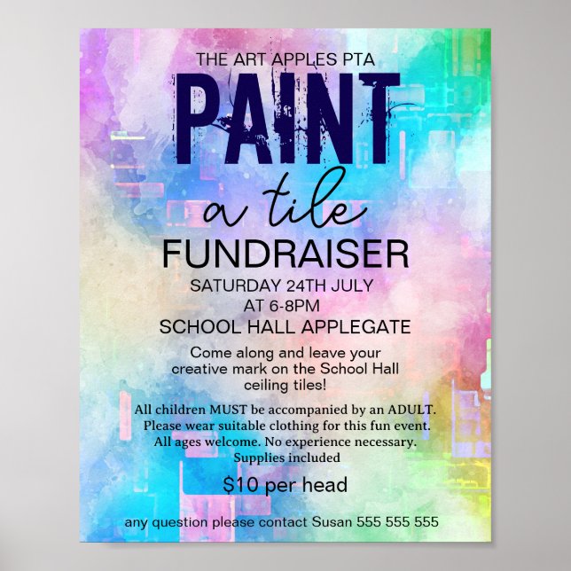 Måla en kakel fundraiser PTA PTO Poster (Framsidan)