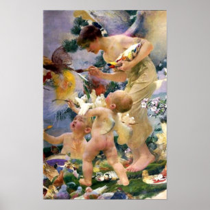 Måla fåglarna av Franz Dvorak Poster