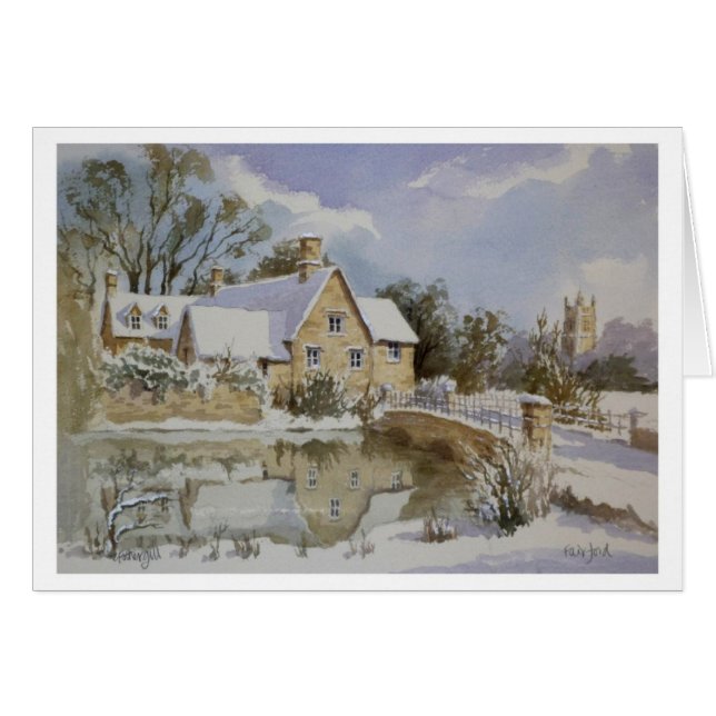 Mala Fairford i snö 001 Hälsningskort (Framsidan Horizontal)