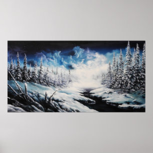 Måla för kanfas för plats för vintermånesnö poster