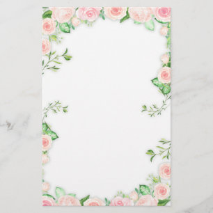 Måla gränsen av söta rosa ros brevpapper