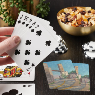 Måla Grönten Mill vid Soluppgång blå Gult Casinokort