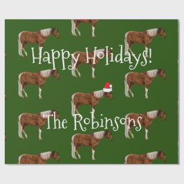 Måla hästar & röd Santa hattjul Presentpapper