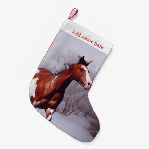 Måla hästsnöjulstrumpan liten julstrumpa