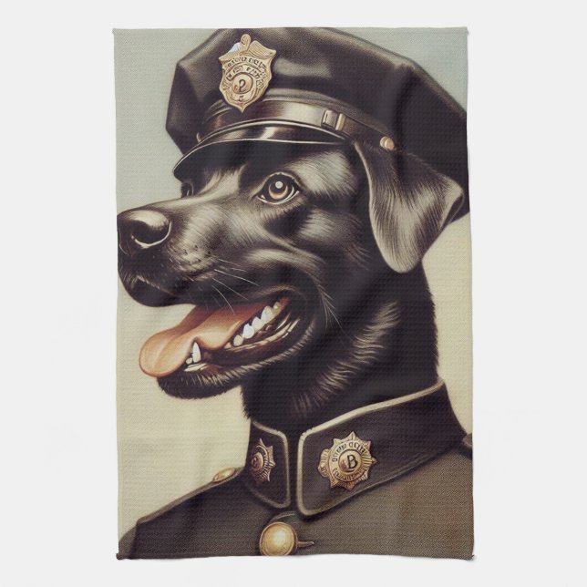 Måla Hund för vintage-polis Kökshandduk (Vertikal)
