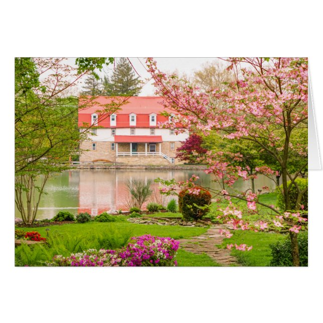 Mala i vår med damm hälsningskort (Framsidan Horizontal)