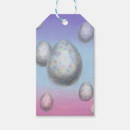 måla konst sju påskägg som flyter i luft presentetikett