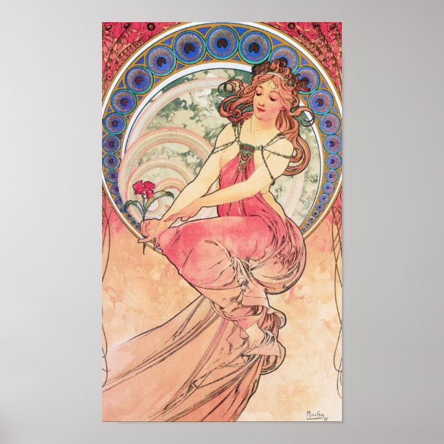 Måla litografi av Alphonse Mucha Poster (Framsidan)