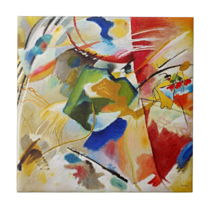 Måla med Grönt Center av Wassily Kandinsky Kakelplatta
