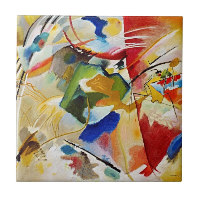 Måla med Grönt Center av Wassily Kandinsky Kakelplatta (Framsidan)