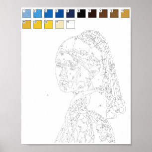 Måla med nummer: Flickan med Pearl Earring Poster
