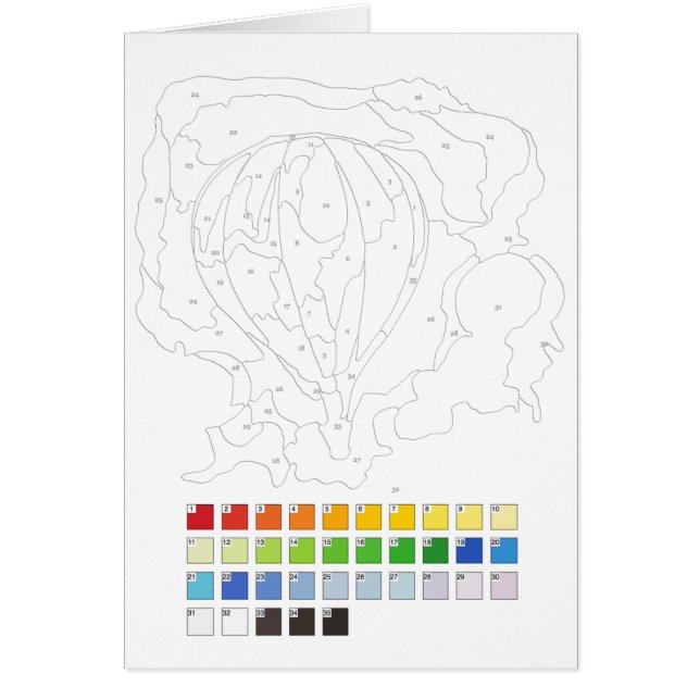Måla med nummerkort: Ballon Hälsningskort (Framsidan)